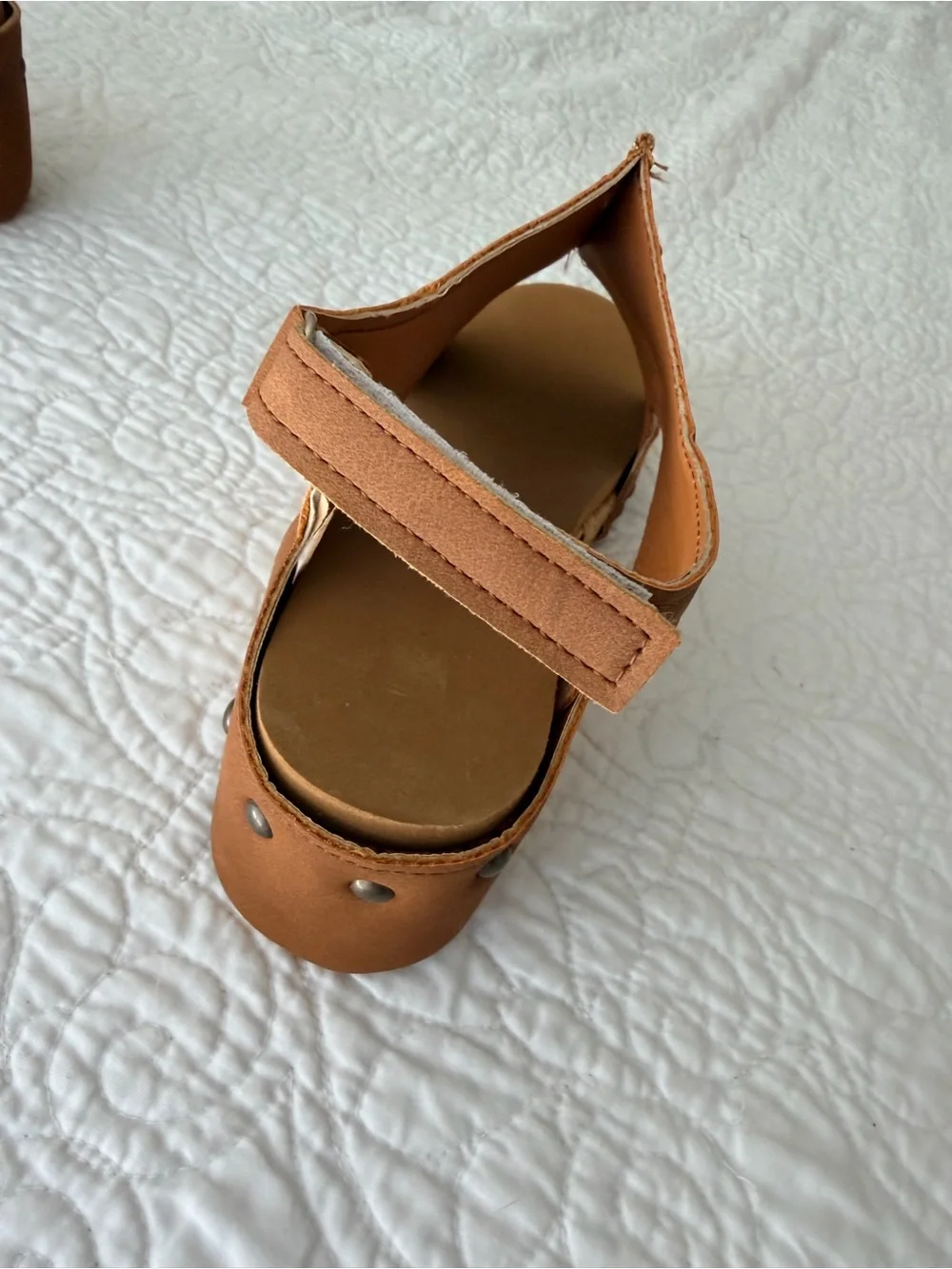 Brown Tan Cork Wedge Sandals with Back Strap